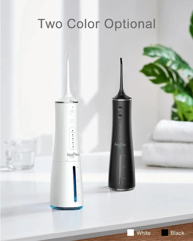 Alt view image 6 of 6 - AquaFloss Pro Water Dental Flosser Teeth Pick Portable Cordless Oral Irrigator 300ml Water Tank Rechargeable Travel Teeth Cleaner IPX7 Waterproof Electric Water Flosser BV609 (Black)