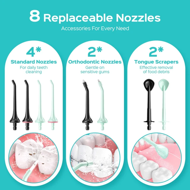 Alt view image 6 of 7 - COSLUS C30 Water Dental Flosser, Upgraded DIY Mode, Black Green, 2Pcs | 300ML Larger Tank, 4 Modes Portable Teeth Pick for Family Gentle & Precision Oral Care, Cordless Portable for Home Travel Use