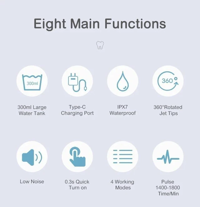 Alt view image 5 of 6 - AquaFloss Pro Water Dental Flosser Teeth Pick Portable Cordless Oral Irrigator 300ml Water Tank Rechargeable Travel Teeth Cleaner IPX7 Waterproof Electric Water Flosser BV609 (Black)
