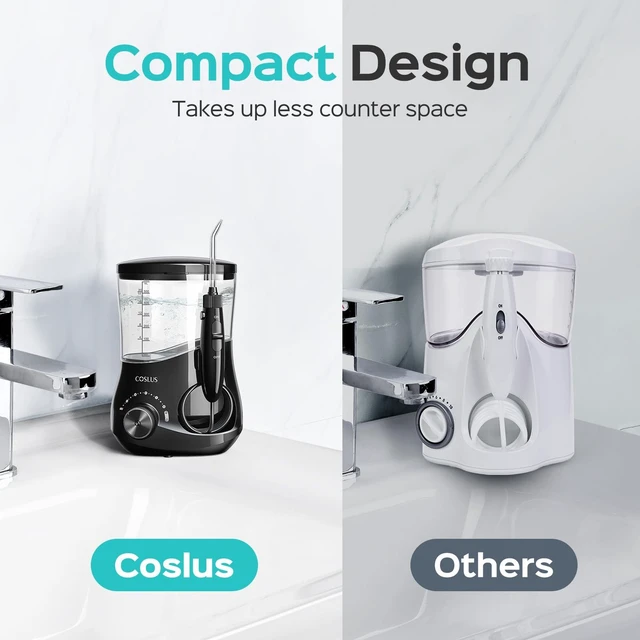 Alt view image 5 of 7 - COSLUS E1 Electric Water Dental Flosser, Professional 12 Pressure, Black | Professional Water Dental Pick for Braces, Orthodontic Care, Sensitive Gums, 5 Multi-Functional Tips for Family Use
