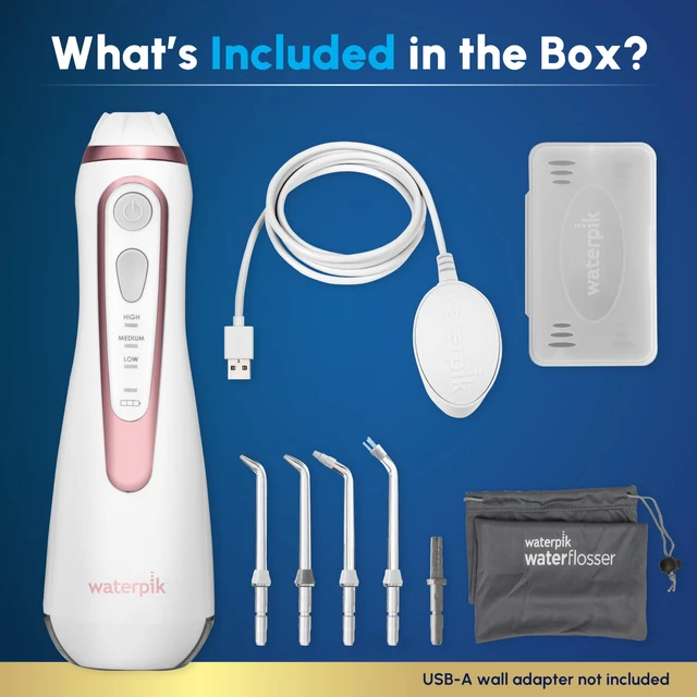 Alt view image 4 of 7 - Waterpik Cordless Advanced Portable Water Flosser, Rechargeable, Rose Gold | 3 Settings, 4 Tips, Travel Bag, for Gums, Teeth, Dental Braces, Implants, Shower Use ADA Accepted WP-589 Packaging May Vary