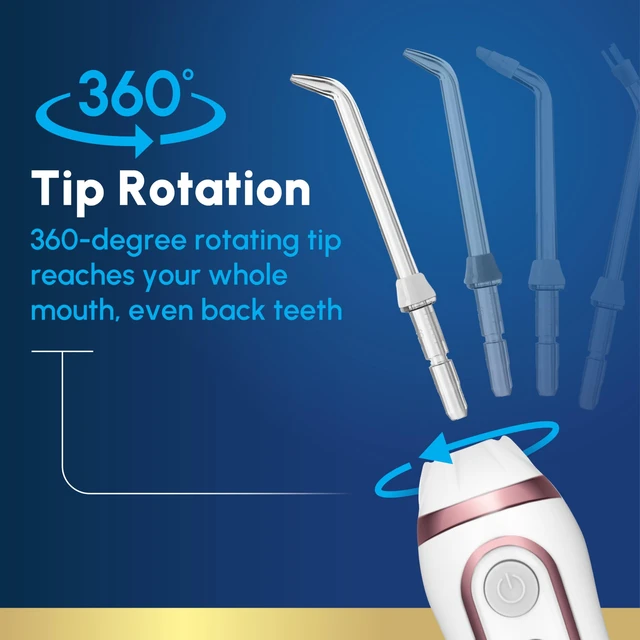 Alt view image 6 of 7 - Waterpik Cordless Advanced Portable Water Flosser, Rechargeable, Rose Gold | 3 Settings, 4 Tips, Travel Bag, for Gums, Teeth, Dental Braces, Implants, Shower Use ADA Accepted WP-589 Packaging May Vary