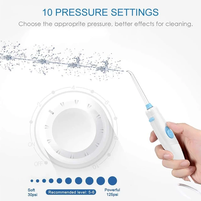 Alt view image 4 of 7 - TUREWELL Water Dental Flossing Oral Irrigator for Teeth/Braces | 600ML Dental Cleaner 10 Adjustable Pressure, Electric Oral Flosser 8 Replacement Jet Tips for Family (White)