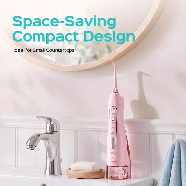 Alt view image 6 of 7 - COSLUS ADA Accepted C20 Water Dental Flosser Pick, Professional Set Pink | 300ML Larger Tank, Portable Rechargeable Dental Oral Irrigator for Orthodontic & Sensitive Gums, Cordless for Travel, Family