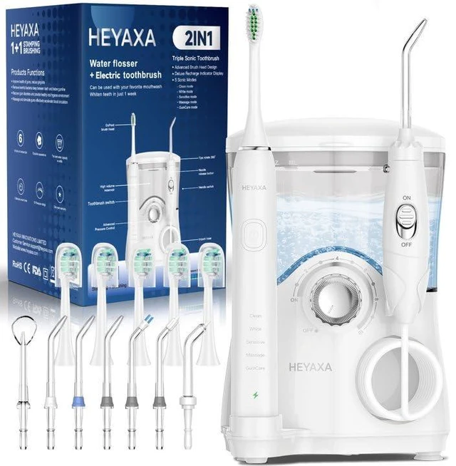 Main image of Water Flosser & Ultrasonic Electric Toothbrush Combo, 600ML Water Dental Flosser with 7 Jet Tips, 10 Adjustable Water Pressure, 5 Toothbrush Heads for Home Use, Gums, Braces
