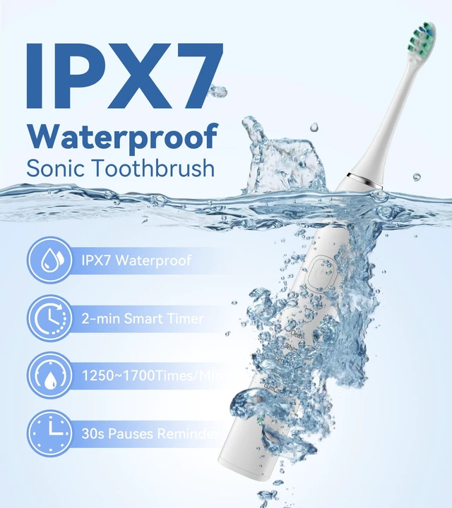 Alt view image 6 of 7 - Water Flosser & Ultrasonic Electric Toothbrush Combo, 600ML Water Dental Flosser with 7 Jet Tips, 10 Adjustable Water Pressure, 5 Toothbrush Heads for Home Use, Gums, Braces