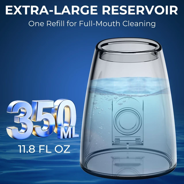 Alt view image 4 of 7 - Water Flosser with U Shaped Tips, Adjustable Water Pressure & Cordless | 350ML Large Tank+360° Surround Cleaning,Professional Dental Flosser Pick for Gums, Teeth, Dental Braces, Implants, Shower Use