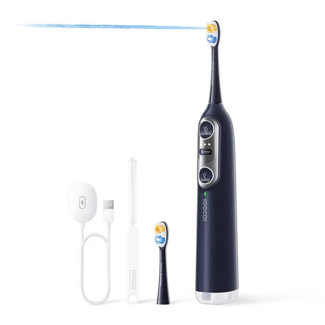 Main image of Soocas NEOS II Electric Toothbrush with Water Flosser Combo, Dark Violet | 2-in-1 brushing and flossing for daily gum care and braces, space-saving, 30-day battery, portable, rechargeable, waterproof
