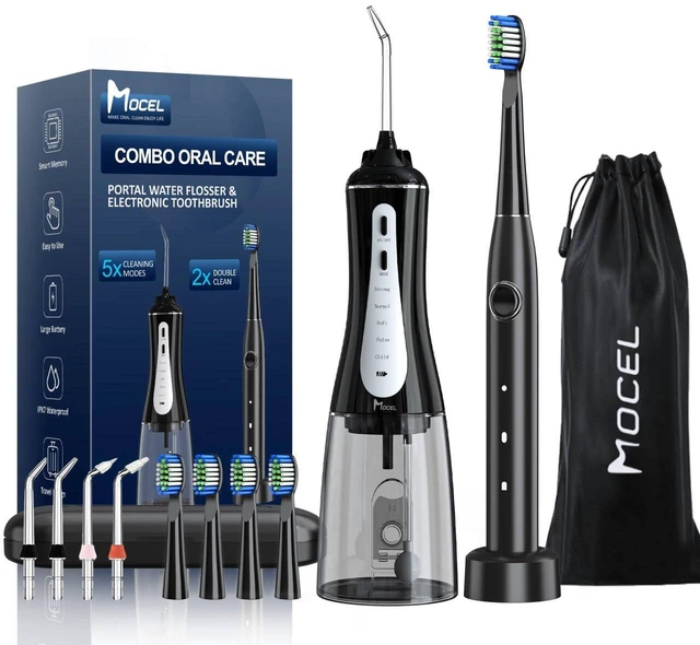 Main image of MOCEL Water Dental Flosser and Electric Toothbrush Combo - Portable Oral Clean Kit for Teeth Cleaning, Braces & Gums Care