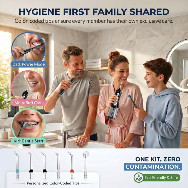 Alt view image 5 of 7 - MOCEL Water Dental Flosser and Electric Toothbrush Combo - Portable Oral Clean Kit for Teeth Cleaning, Braces & Gums Care