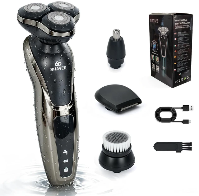 Main image of 4-in-1 Electric Razor for Men, 9999 RPM High-Speed Electric Shaver with 6D Floating-Head, 90-Minute Long-Lasting, IPX6 Waterproof, LED Display, Wet/Dry Shaver with Nose Trimmer Sideburns Trimmer Face
