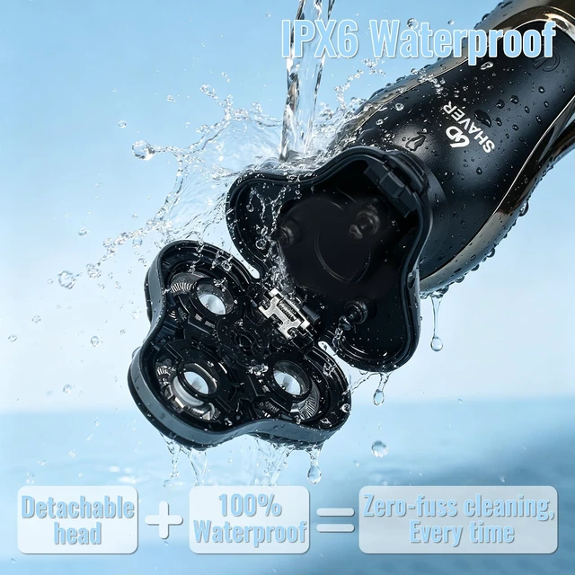 Alt view image 6 of 7 - 4-in-1 Electric Razor for Men, 9999 RPM High-Speed Electric Shaver with 6D Floating-Head, 90-Minute Long-Lasting, IPX6 Waterproof, LED Display, Wet/Dry Shaver with Nose Trimmer Sideburns Trimmer Face
