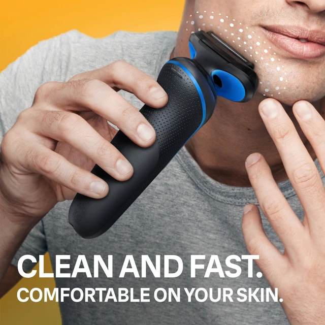 Alt view image 3 of 7 - Braun Electric Shaver for Men, Series 5 5120s, Wet & Dry Shave, Turbo Shaving Mode, Foil Shaver, Engineered in Germany, with Beard Trimmer & Attachments, Blue