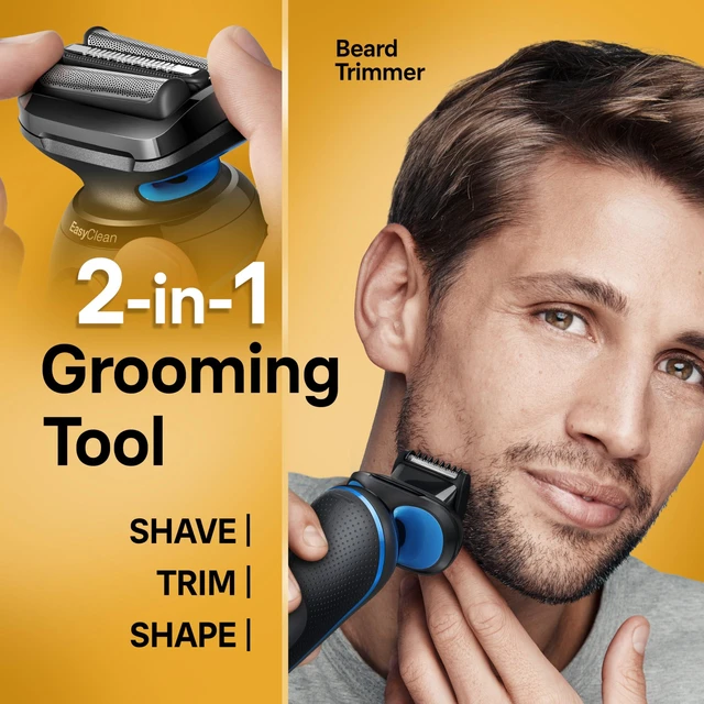 Alt view image 7 of 7 - Braun Electric Shaver for Men, Series 5 5120s, Wet & Dry Shave, Turbo Shaving Mode, Foil Shaver, Engineered in Germany, with Beard Trimmer & Attachments, Blue