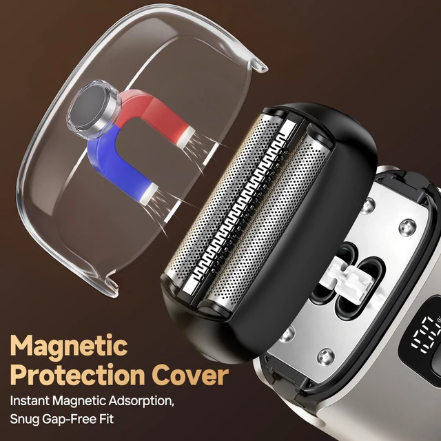 Alt view image 5 of 7 - Electric Foil Shavers for Men, 3 Floating Blades Electric Razor, USB-C Charging & Travel Lock, LED Battery Indicator, IPX7 Waterproof, Champagne Gold