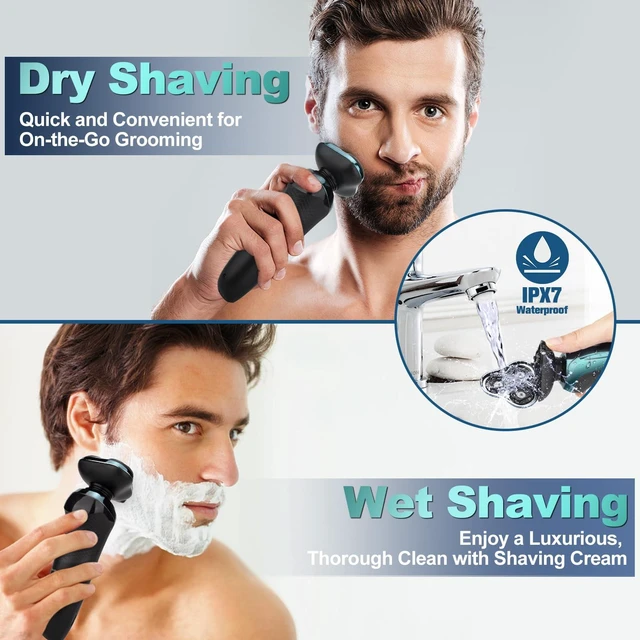 Alt view image 3 of 7 - Electric Razor for Men, Men's Rotary Shavers, Waterproof, Wet and Dry Rechargeable Electric Shaver for Men's Faces with a Cordless and Floating Head,Portable Travel Razor,an Ideal Gift for Men