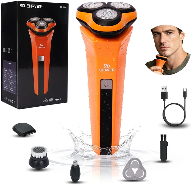 Main image of 4-in-1 Electric Shavers for Men, 9D Floating Head, 9999 RPM High Speed Electric Shaver, LED Display, IPX7 Waterproof Wet & Dry Shave for Beard/Nose Hair/Sideburns