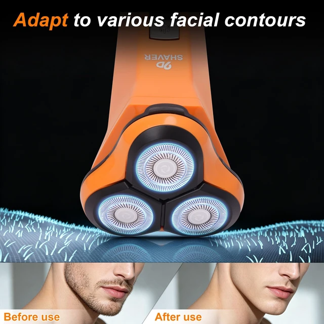 Alt view image 4 of 7 - 4-in-1 Electric Shavers for Men, 9D Floating Head, 9999 RPM High Speed Electric Shaver, LED Display, IPX7 Waterproof Wet & Dry Shave for Beard/Nose Hair/Sideburns