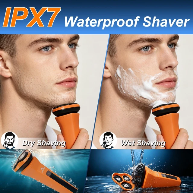 Alt view image 7 of 7 - 4-in-1 Electric Shavers for Men, 9D Floating Head, 9999 RPM High Speed Electric Shaver, LED Display, IPX7 Waterproof Wet & Dry Shave for Beard/Nose Hair/Sideburns