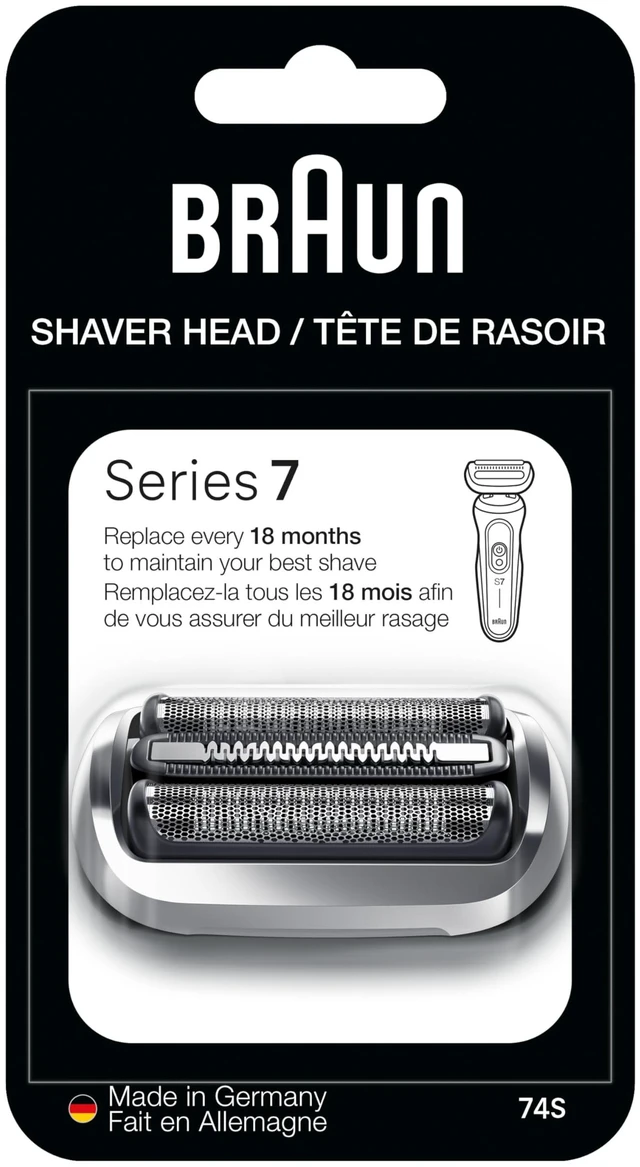 Main image of Braun Series 7 Electric Shaver Replacement Head, Easily Attach Your Shaver Head for a Shave as efficient as Day one, Compatible with New Generation Series 7 Shavers, 74S, Silver
