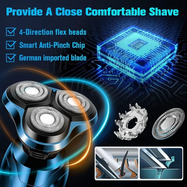 Alt view image 6 of 7 - Electric Razor for Men, Men's Rotary Shavers, Waterproof, Wet and Dry Rechargeable Electric Shaver for Men's Faces with a Cordless and Floating Head,Portable Travel Razor,an Ideal Gift for Men