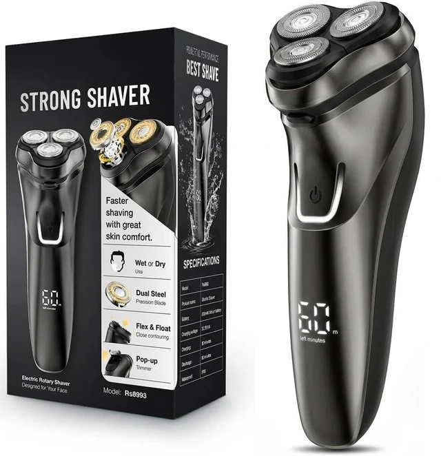 Main image of Electric Razor for Men: 5D Floating Rotary Shaver IPX7 Wet or Dry | , Travel Grooming Kit, USB Fast Charging, LED Display, Pop-up Trimmer