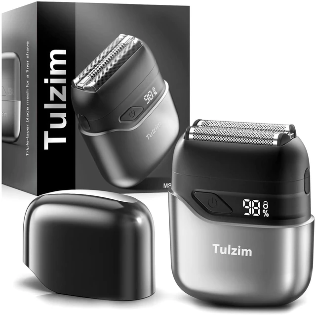 Main image of Tulzim Electric Foil Shaver for Men: 3 Blades & IPX7 Waterproof, Black | Electric Razors for Men with LED Display: 120-Min Runtime, USB-C Fast Charge - Face Shaver with Travel Lock for Beard