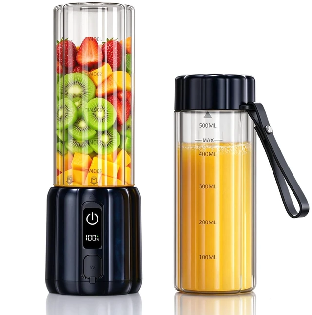 Main image of COKUNST Portable Blender, 17oz Smoothie Blender with LED Display, Onyx | Rechargeable 17oz Personal Blender, 8 Blades 22000 RPM Motor, USB C Charge, Travel Lid, Small Mixer for protein, Home, Office