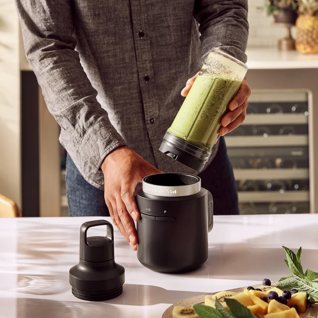 Alt view image 5 of 6 - KitchenAid Go Cordless Personal Blender - battery sold separately, KSBR200 | Cordless, Create your Favorite Smoothie, BPA-Free Blending Jar, Travel lid, Battery Sold Separately, Black Matte