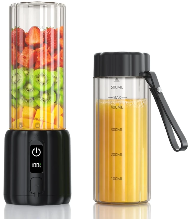 Main image of COKUNST Portable Blender, 17oz Smoothie Blender with LED Display, Black | Rechargeable 17oz Personal Blender, 8 Blades 22000 RPM Motor, USB C Charge, Travel Lid, Small Mixer for protein, Home, Office