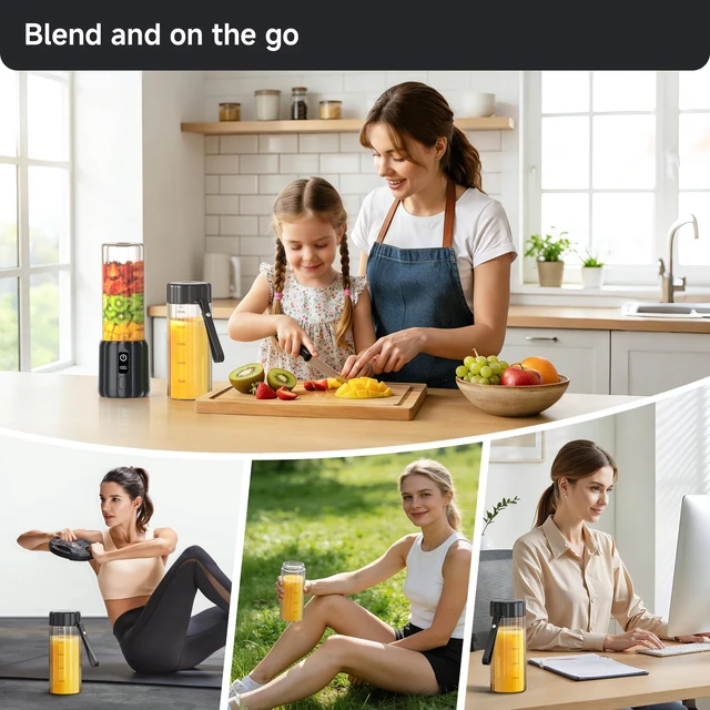 Alt view image 7 of 7 - COKUNST Portable Blender, 17oz Smoothie Blender with LED Display, Black | Rechargeable 17oz Personal Blender, 8 Blades 22000 RPM Motor, USB C Charge, Travel Lid, Small Mixer for protein, Home, Office