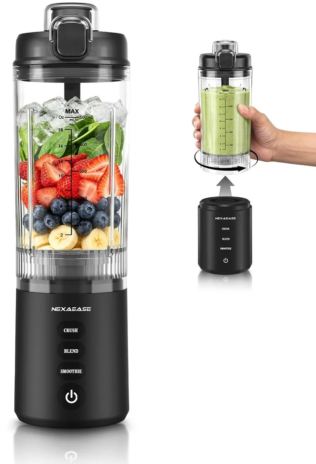 Main image of Portable Blender Shakes and Smoothies, 22 Oz Personal Juicer Travel Cup | Electric Protein Shaker Bottle with Carry Handle, USB-C Rechargeable, Mini Small Detachable Blender for Kitchen Gym Travel