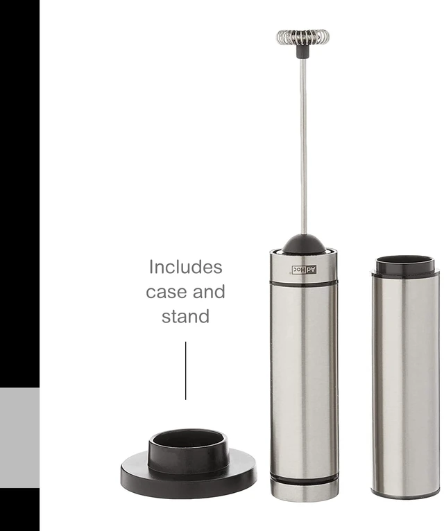 Alt view image 5 of 7 - AdHoc Rapido Milk & Sauce Frother - Battery-Operated Frother for Coffee, Matcha & More - Handheld Drink Blender - Stainless Steel Frother with Case & Stand - Tiny Mixer with Removable Whisk