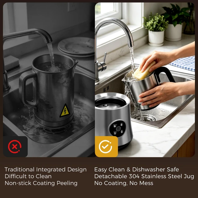 Alt view image 3 of 7 - Milk Frother and Steamer, Automatic Hot and Cold Foam Maker with Detachable Stainless Steel Jug, 4-in-1 Electric Frother for Latte, Cappuccinos, Macchiato, and Hot Chocolate