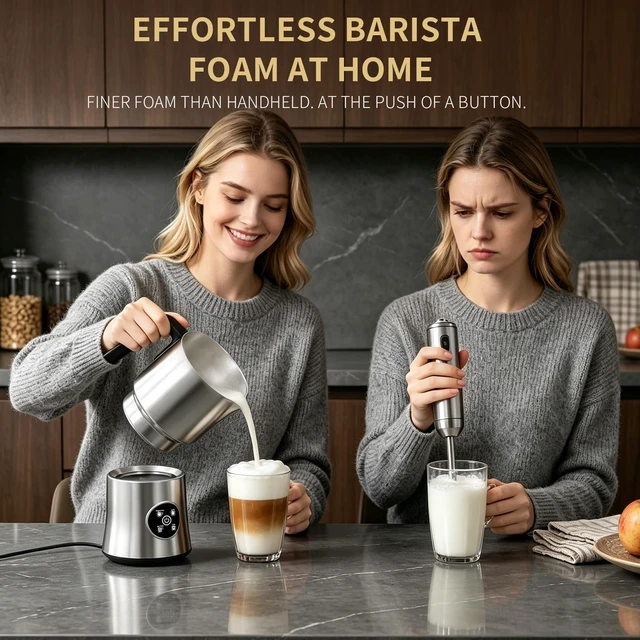Alt view image 6 of 7 - Milk Frother and Steamer, Automatic Hot and Cold Foam Maker with Detachable Stainless Steel Jug, 4-in-1 Electric Frother for Latte, Cappuccinos, Macchiato, and Hot Chocolate