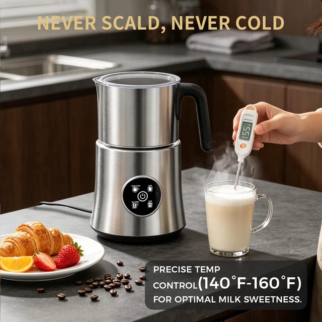 Alt view image 5 of 7 - Milk Frother and Steamer, Automatic Hot and Cold Foam Maker with Detachable Stainless Steel Jug, 4-in-1 Electric Frother for Latte, Cappuccinos, Macchiato, and Hot Chocolate