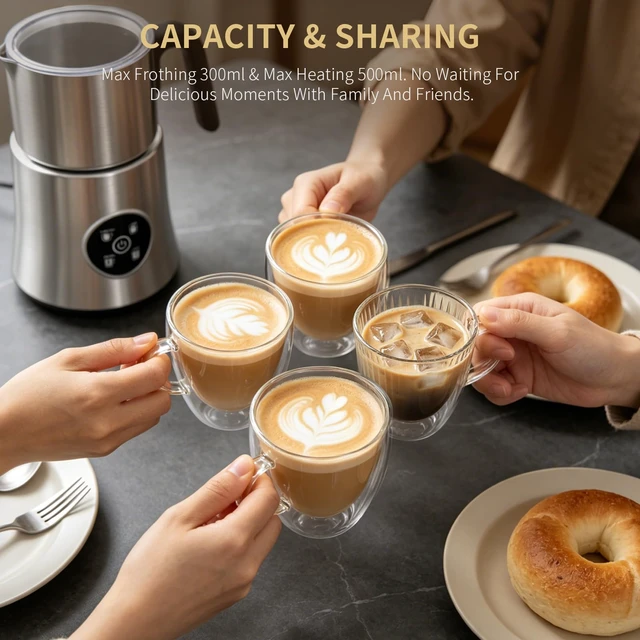 Alt view image 7 of 7 - Milk Frother and Steamer, Automatic Hot and Cold Foam Maker with Detachable Stainless Steel Jug, 4-in-1 Electric Frother for Latte, Cappuccinos, Macchiato, and Hot Chocolate