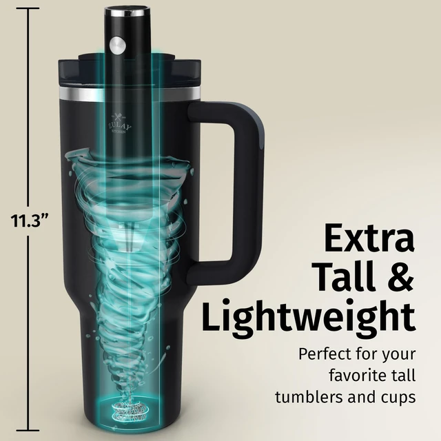 Alt view image 3 of 6 - Zulay Kitchen Rechargeable Milk Frother Handheld - Frother, Drink Mixer Wand, Electric Whisk Frother, for Cappuccinos, Matcha & Protein Powder - Lux 4 Whisk 2 Speed Waterproof 2000mAh Alpha Black