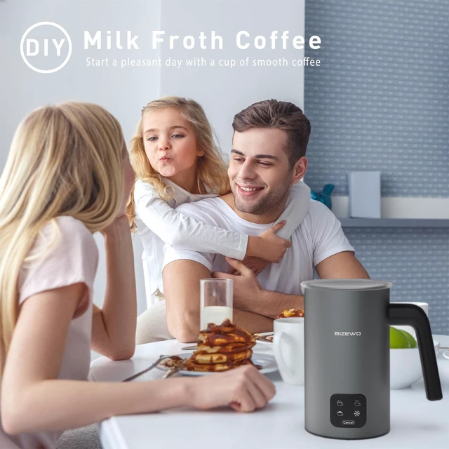 Alt view image 7 of 7 - Milk Frother Electric, 4 IN 1 Warm and Cold Milk Steamer for Coffee Latte | Automatic Cold and Hot Foam, Stainless Steel, Foam Maker with Touch Screen for Macchiato, Cappuccino, Hot Chocolate
