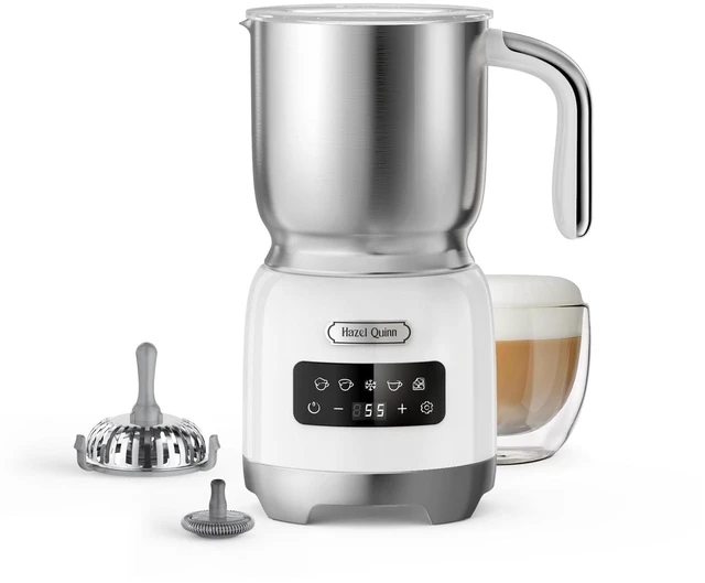Main image of Quinn Electric Milk Frother and Steamer, 5-in-1 Hot Cold, Detachable | 400ml 13.5oz large capacity, 304 stainless steel, dishwasher safe, for lattes, cappuccinos, hot choc, cold foam, pearl white