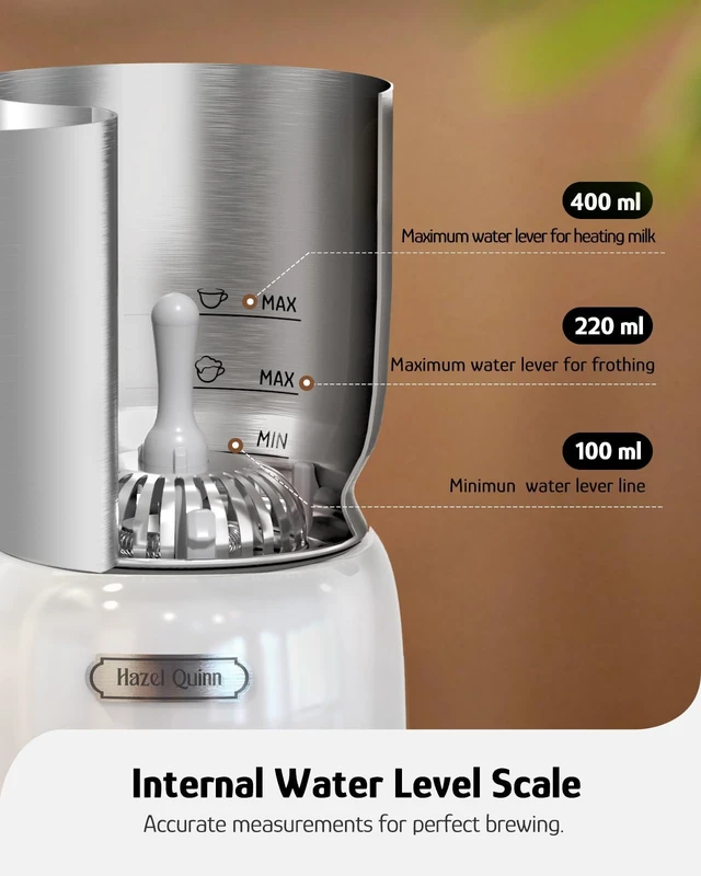 Alt view image 7 of 7 - Quinn Electric Milk Frother and Steamer, 5-in-1 Hot Cold, Detachable | 400ml 13.5oz large capacity, 304 stainless steel, dishwasher safe, for lattes, cappuccinos, hot choc, cold foam, pearl white