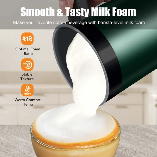 Alt view image 4 of 7 - CookSwift Milk Frother, 13.5oz Large Capacity Electric Frother(Green) | Automatic Hot and Cold Foam Maker and Milk Warmer, Electric Frother for Coffee, Latte, Cappuccino, Macchiato, Matcha