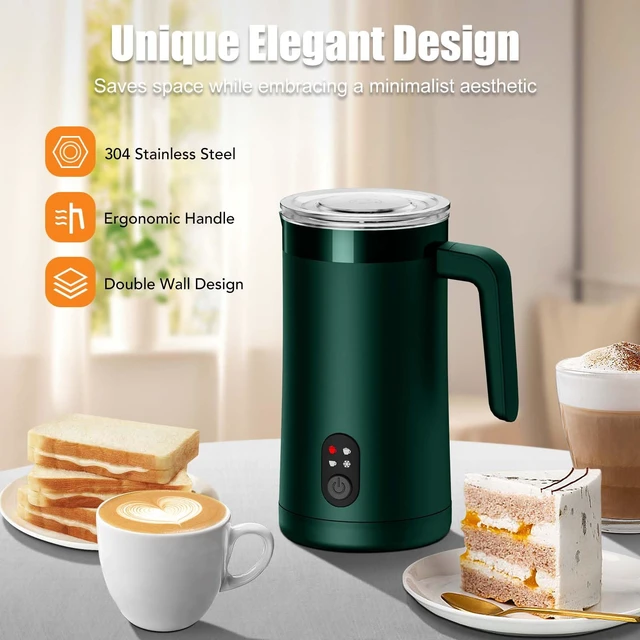 Alt view image 5 of 7 - CookSwift Milk Frother, 13.5oz Large Capacity Electric Frother(Green) | Automatic Hot and Cold Foam Maker and Milk Warmer, Electric Frother for Coffee, Latte, Cappuccino, Macchiato, Matcha