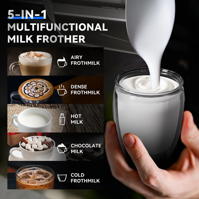 Alt view image 2 of 7 - CafeGrace 5-in-1 Milk Frother and Steamer, 21 oz Split Milk Frother, Removable Automatic Electric Milk Frother Dishwasher Safe, for Latte, Cappuccino, Hot and Cold Milk Froth, Chocolate Milk