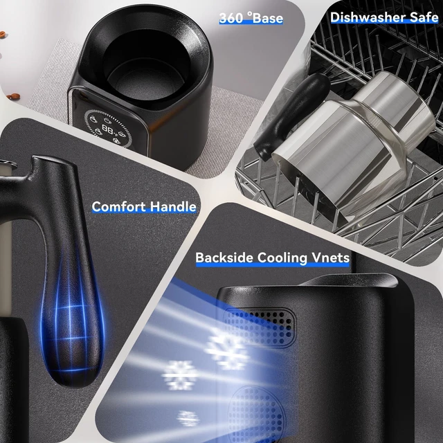 Alt view image 6 of 7 - CafeGrace 5-in-1 Milk Frother and Steamer, 21 oz Split Milk Frother, Removable Automatic Electric Milk Frother Dishwasher Safe, for Latte, Cappuccino, Hot and Cold Milk Froth, Chocolate Milk