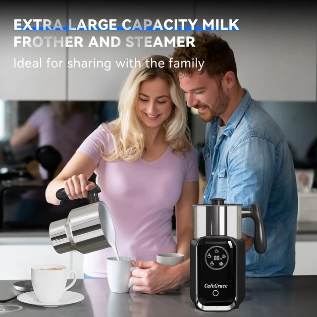 Alt view image 7 of 7 - CafeGrace 5-in-1 Milk Frother and Steamer, 21 oz Split Milk Frother, Removable Automatic Electric Milk Frother Dishwasher Safe, for Latte, Cappuccino, Hot and Cold Milk Froth, Chocolate Milk