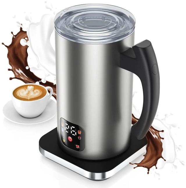 Main image of Milk Frother Automatic, Hot & Cold Coffee Milk Frother and Steamer | 6-in-1 Milk Steamer and Frother for Latte, Warm and Hot Chocolate Maker, Cold Foam Maker, Cappuccinos, 420ml Large Capacity