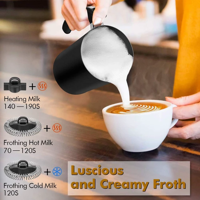 Alt view image 2 of 7 - Milk Frother,CHINYA Electric Milk Frother Soft Foam Maker for Hot and Cold Milk Froth, Cappuccino, Coffee, Latte, Automatic Steamer,Stainless Steel Warmer, Double Wall, Non-Stick, Strix