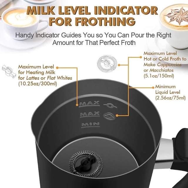 Alt view image 3 of 7 - Milk Frother,CHINYA Electric Milk Frother Soft Foam Maker for Hot and Cold Milk Froth, Cappuccino, Coffee, Latte, Automatic Steamer,Stainless Steel Warmer, Double Wall, Non-Stick, Strix