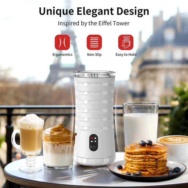Alt view image 2 of 7 - Milk Frother, 4-in-1 Milk Steamer and Frother, Auto Shut-Off Frothers,Cream | Hot & Cold Foam Milk Warmer with Temperature Control, Auto Shut-Off Frothers for Coffee, Latte, Cappuccino, Macchiato